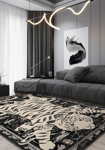 Tashi Black and White Tiger Pelt Rug