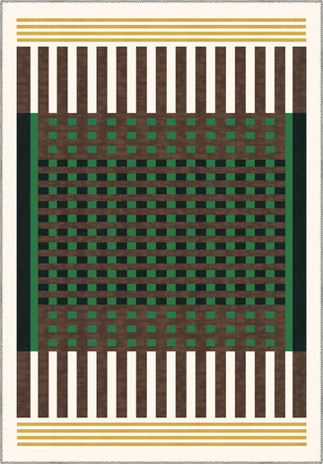 Quillon Green Plaid Rug