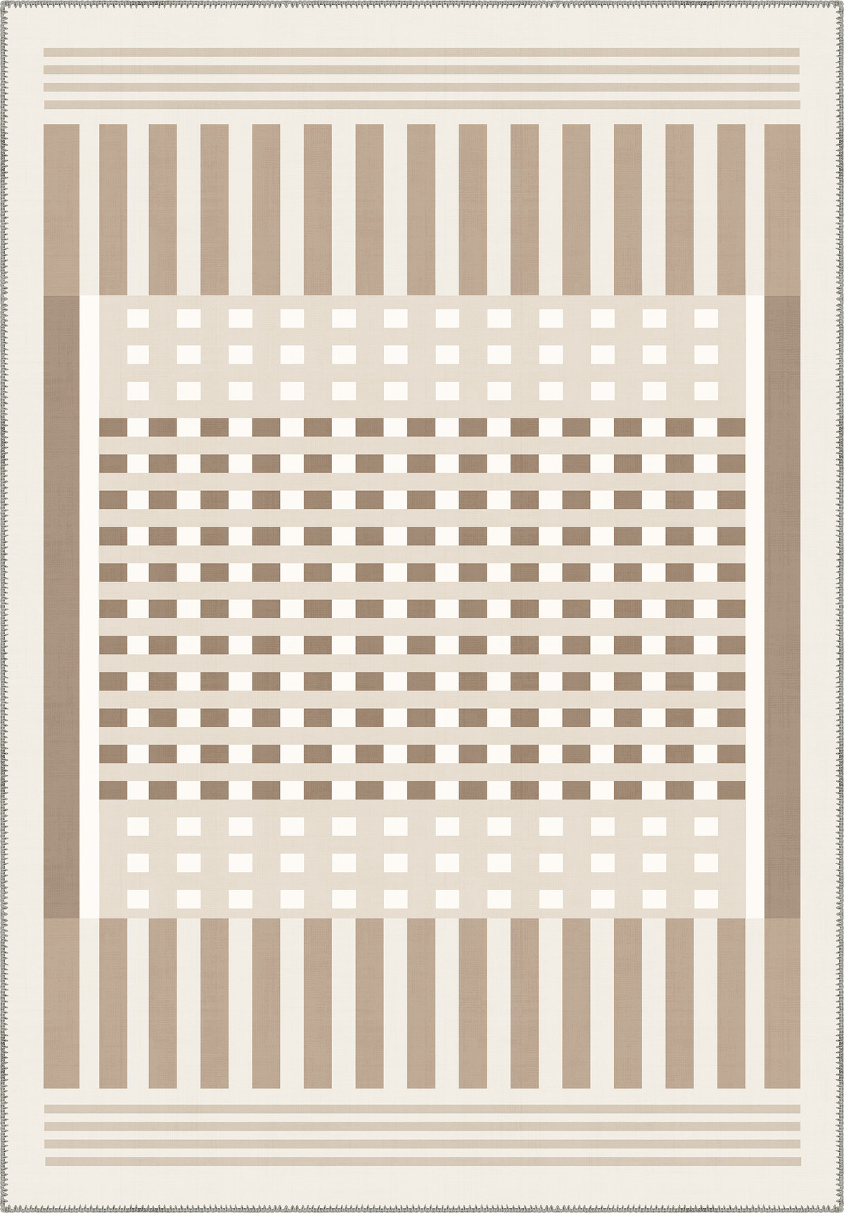 Quillon Striped Cream Rug