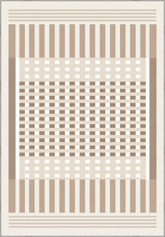 Quillon Striped Cream Rug
