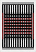 Quillon Black and White Striped Rug