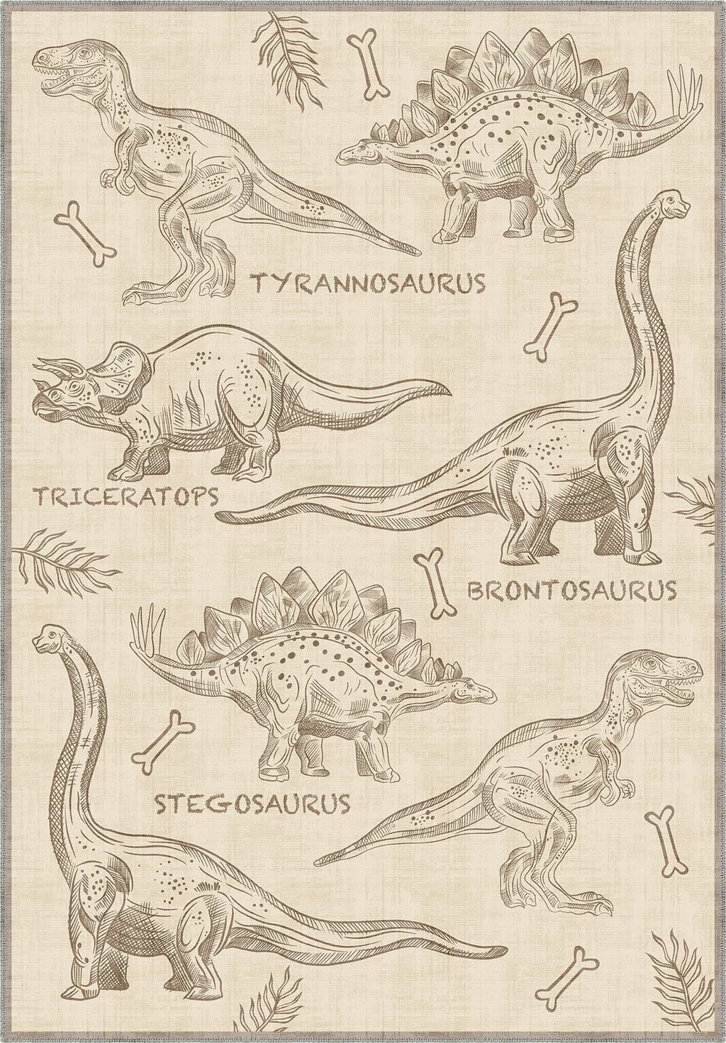 Daxon Beige Dinosaur Rug