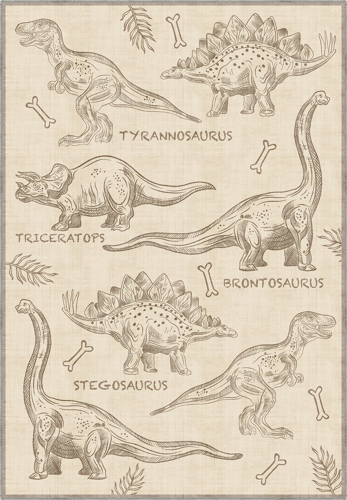 Daxon Beige Dinosaur Rug