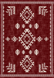Lina Burgundy Rustic Rug