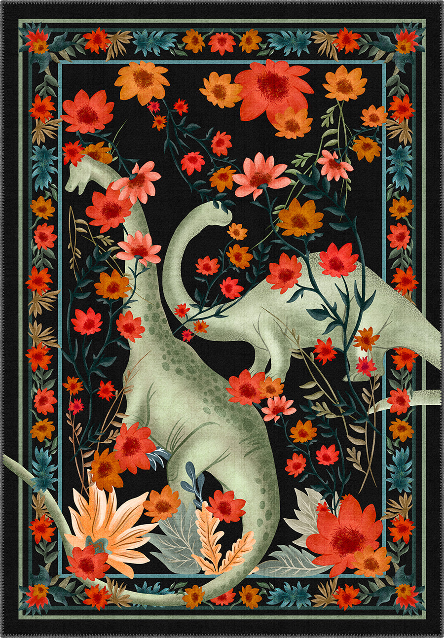 Nola Floral Dinosaur Rug | Washable Rug – Rugette