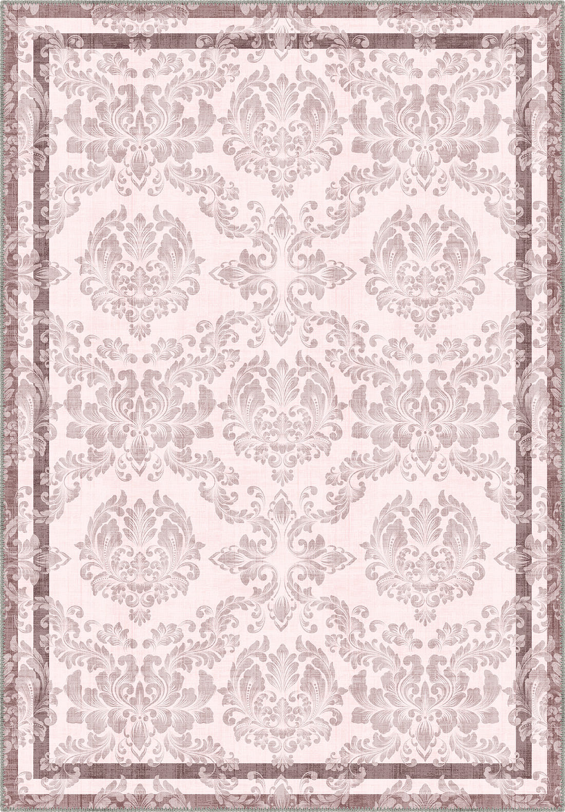 Baroque pastel rug in blush pink color.