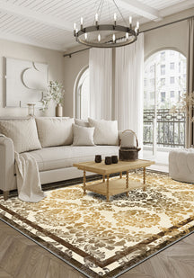 Cream gothic rug for living room.