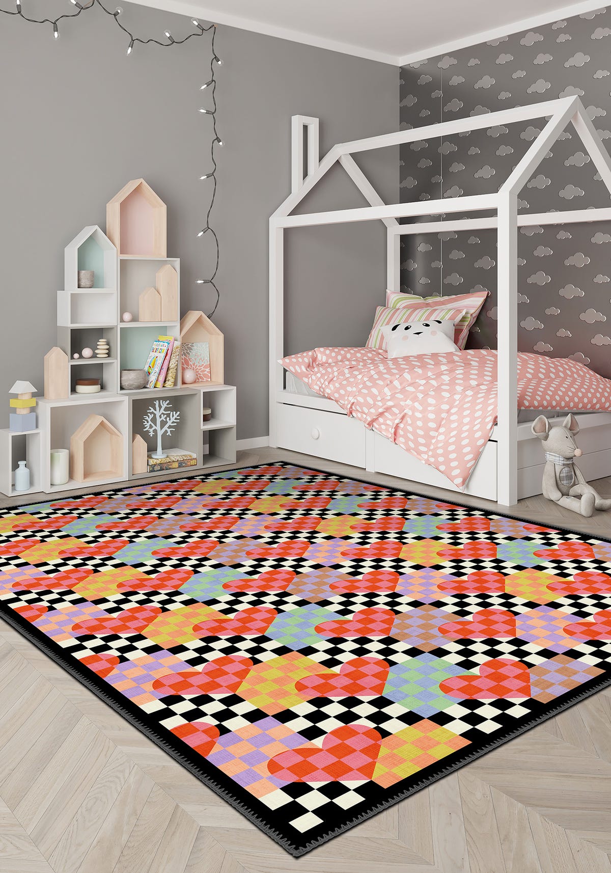 Lolly Checkered Heart Rug