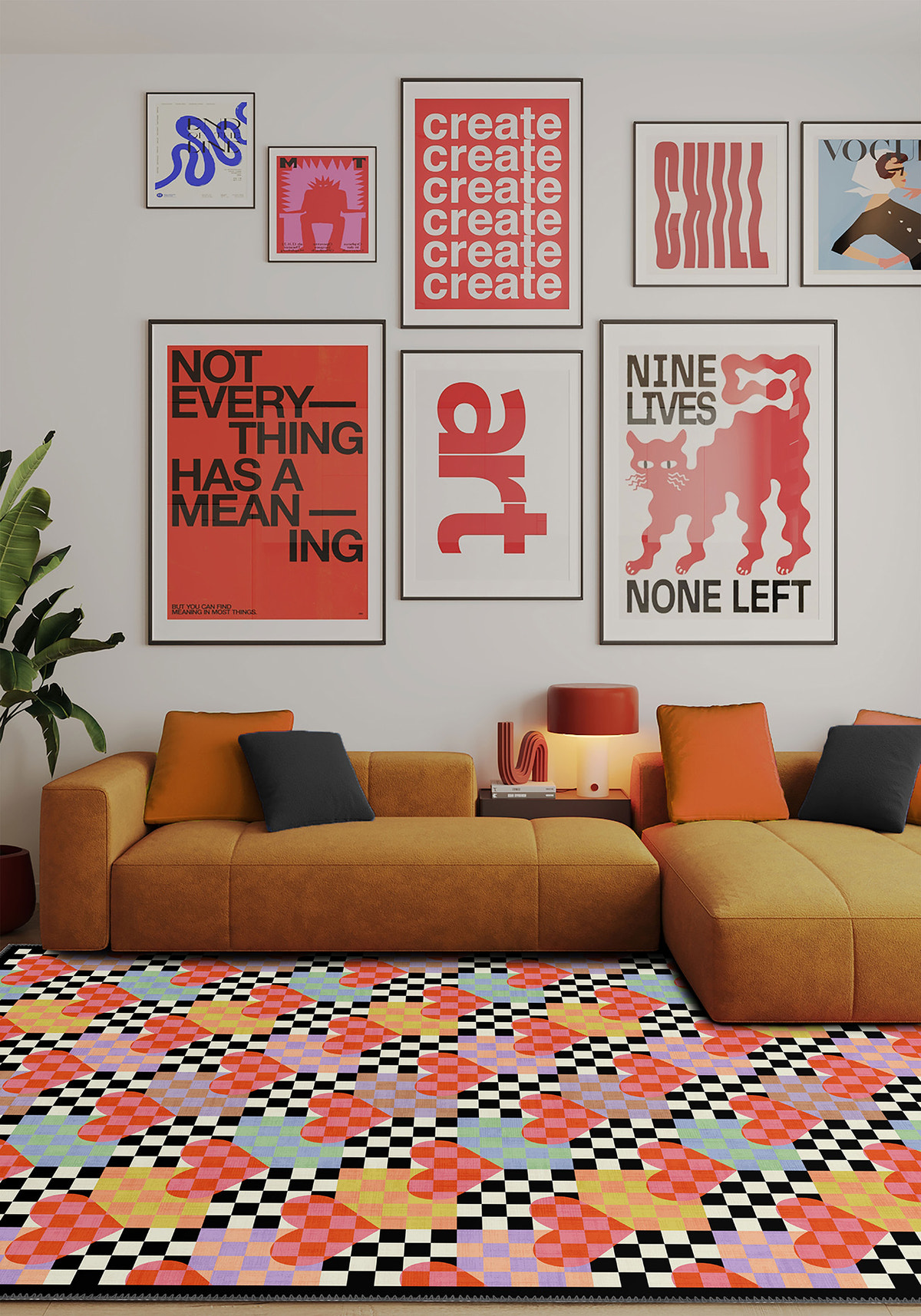 Lolly Checkered Heart Rug