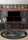 Gamer rug with vintage car pattern.