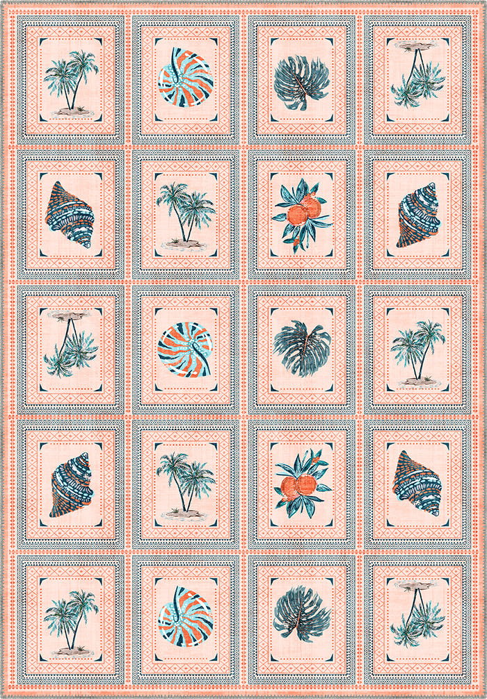 Coral rug for beach homes.