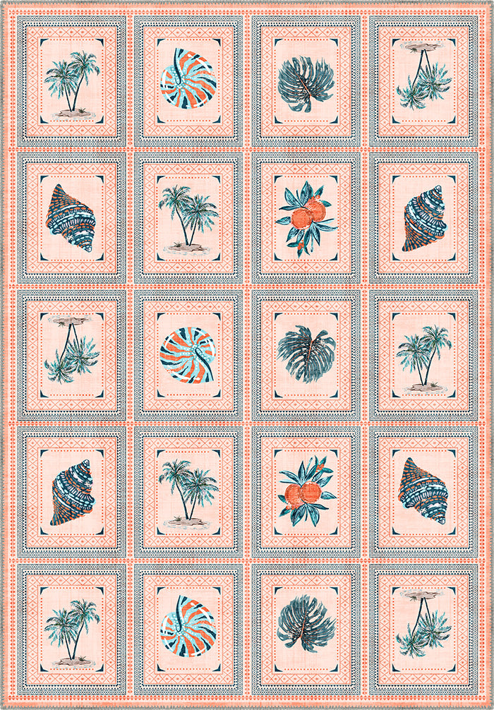 Coral rug for beach homes.