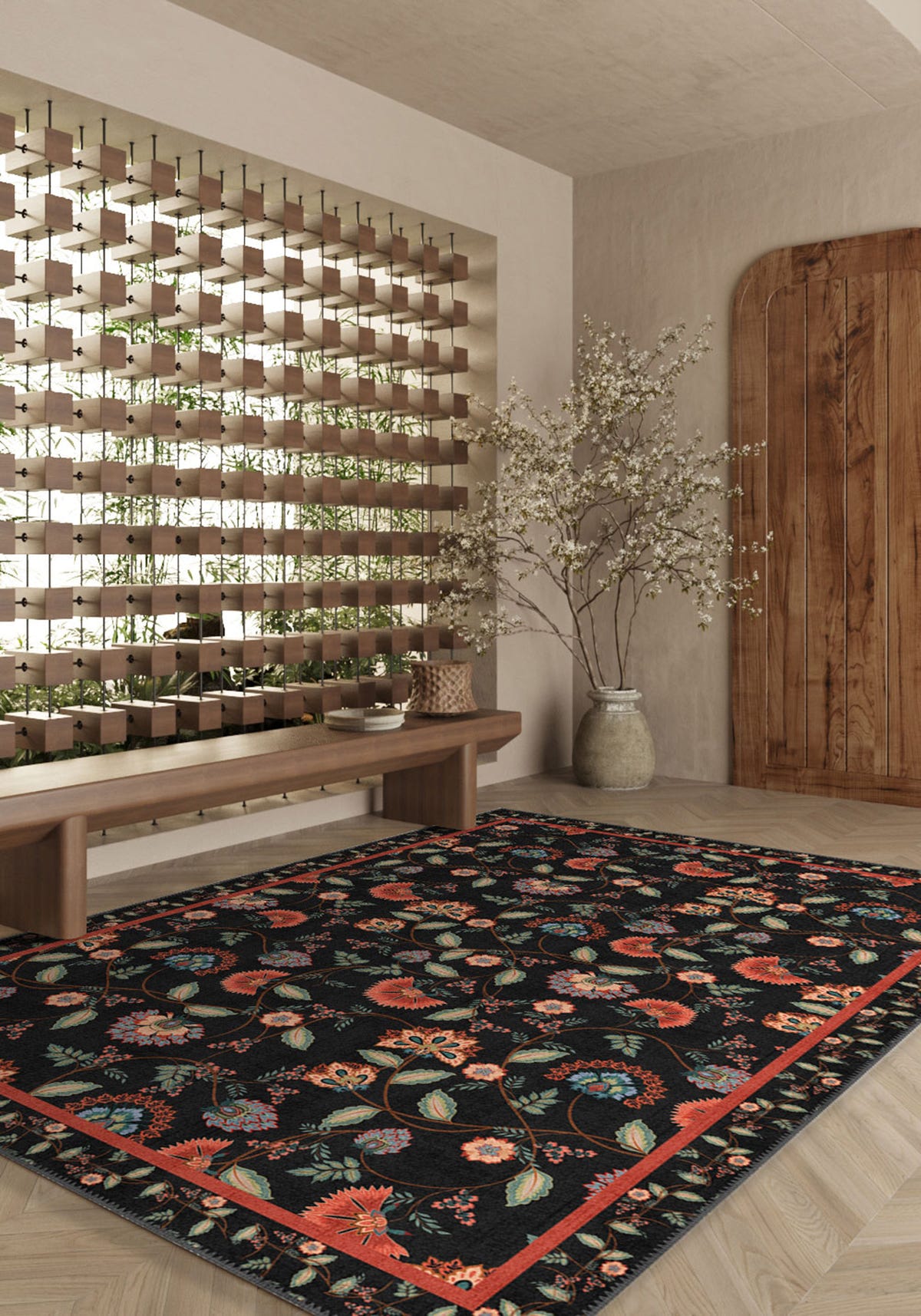 Laleh Black Paisley Rug