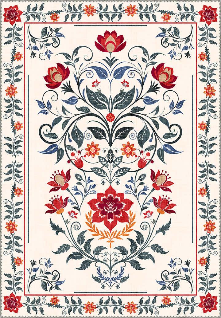 Floral Anatolian rug for living room.