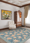Floral blue rug for living room.