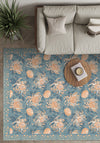Blue floral rug for living room.