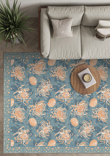 Blue floral rug for living room.