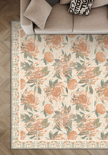 Eulalia Coral Floral Rug