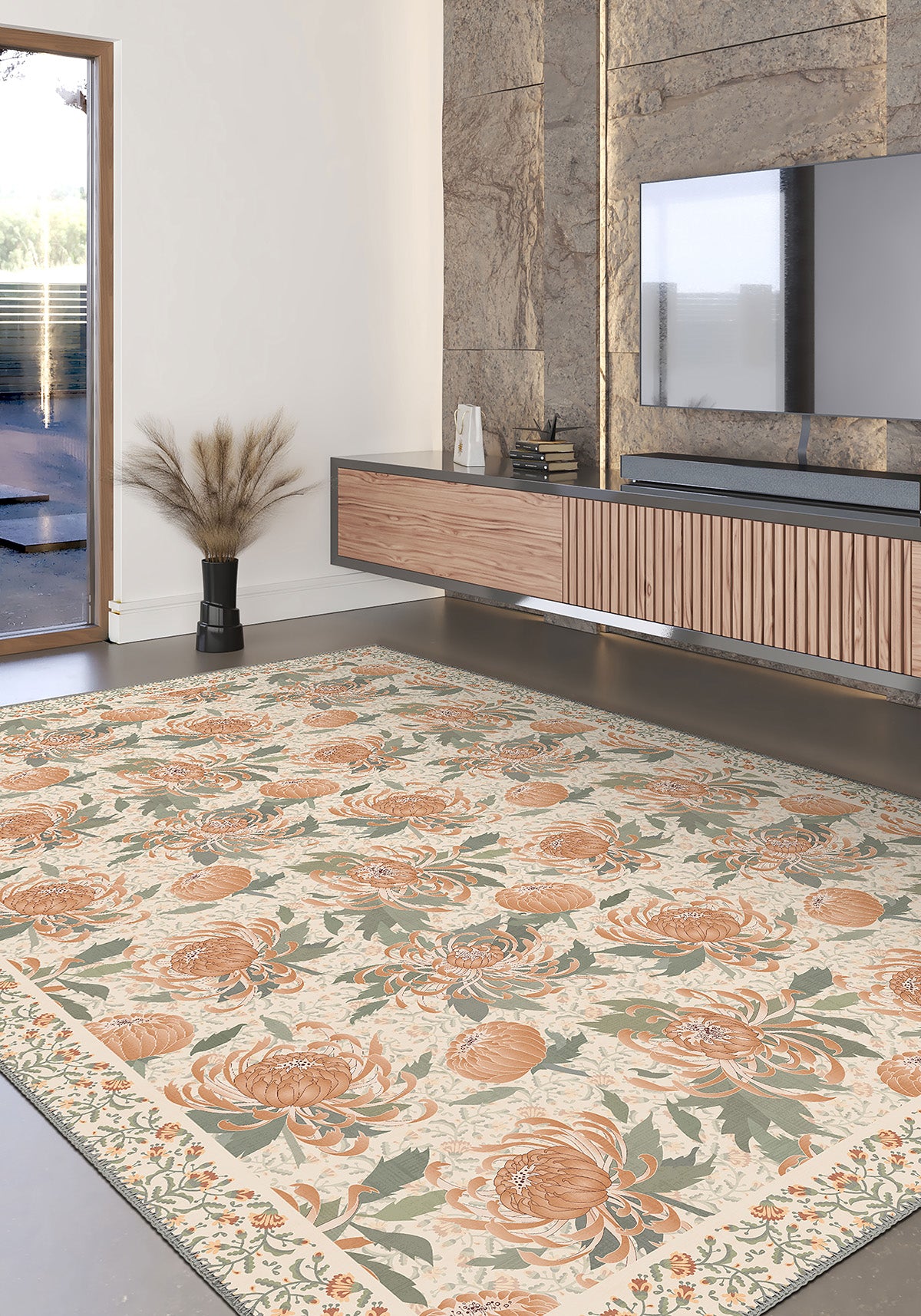 Floral rug for living room.