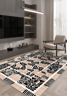 Beige and black patterned rug for living room