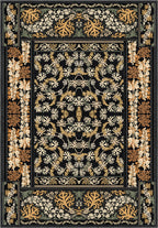 Black floral eclectic rug.