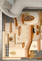 Beige eclectic rug for living room.