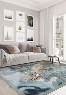 Blue melting rug for living room.
