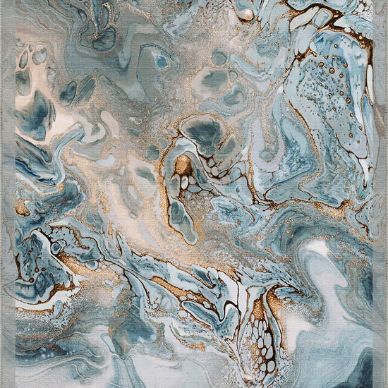 Blue gold melting rug.
