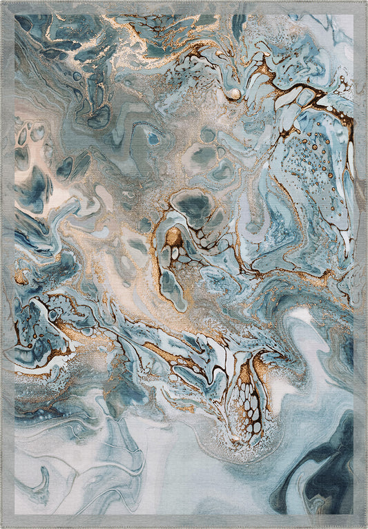 Blue gold melting rug.