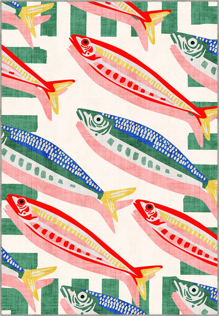 Contemporary fish rug for living room.
