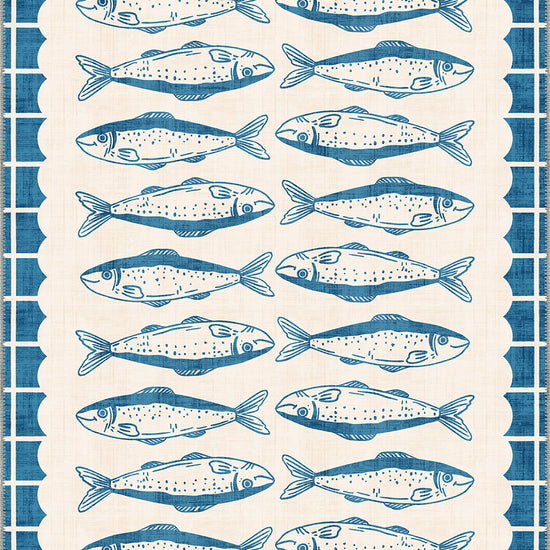 Blue fish rug.