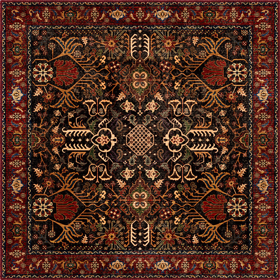 Kairo Black Burgundy Persian Rug