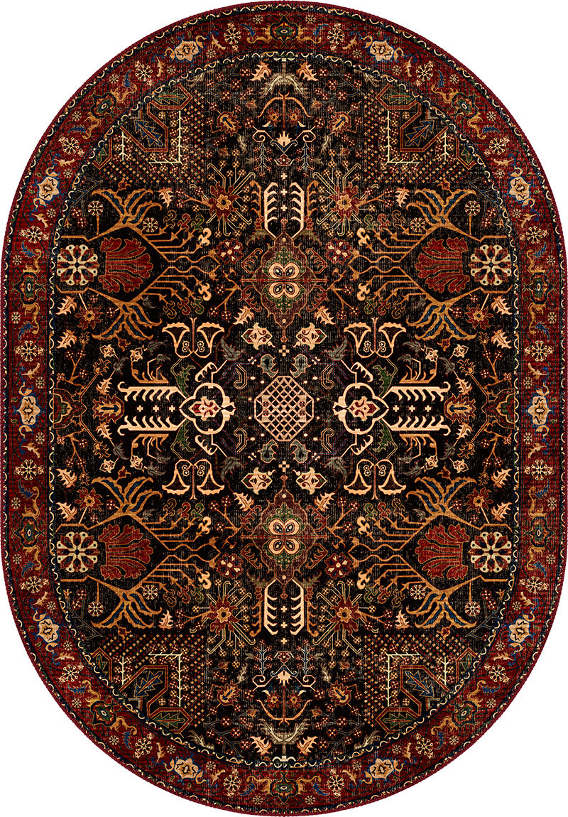 Kairo Black Burgundy Persian Rug