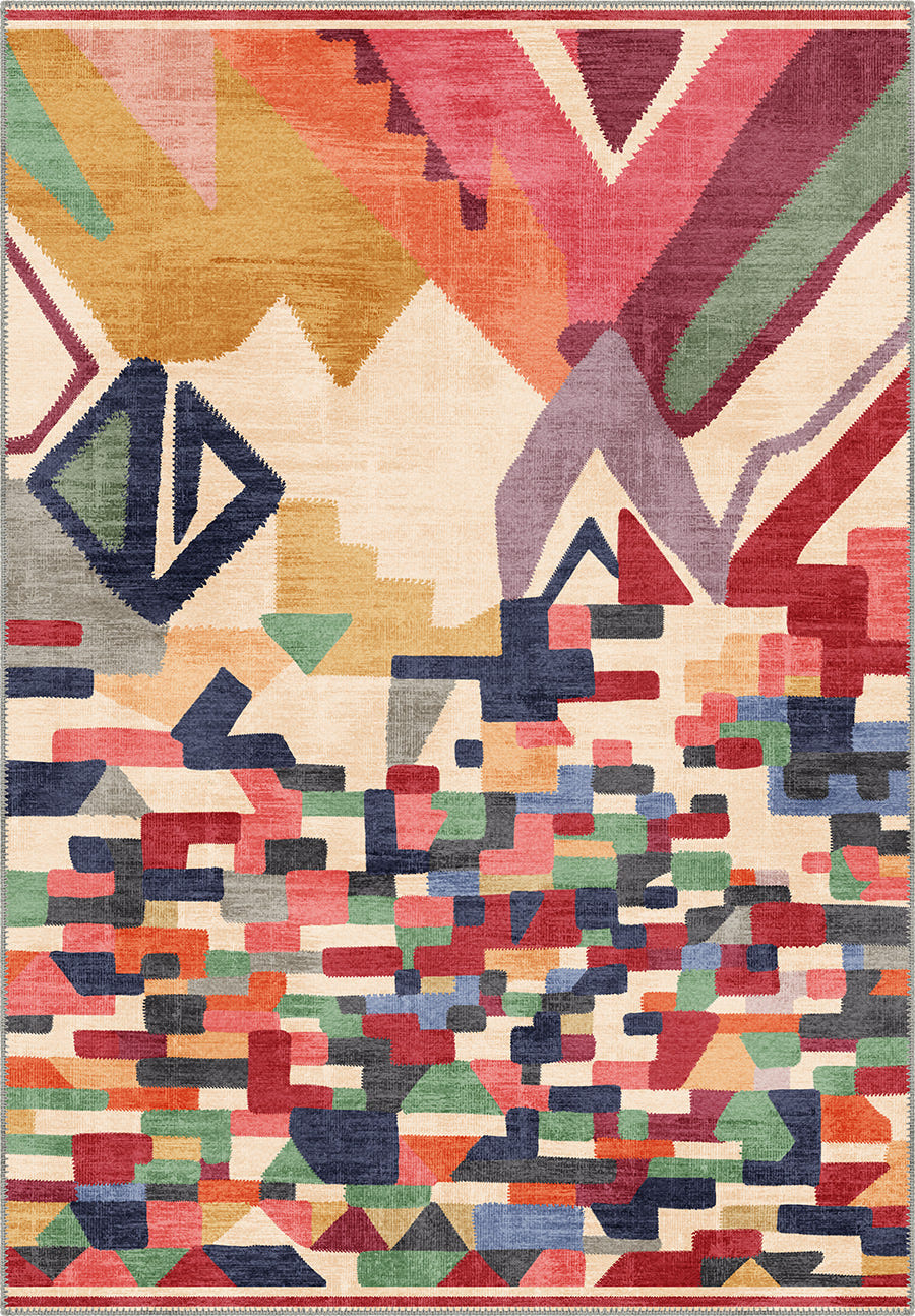 Colorful Moroccan rug for living room.