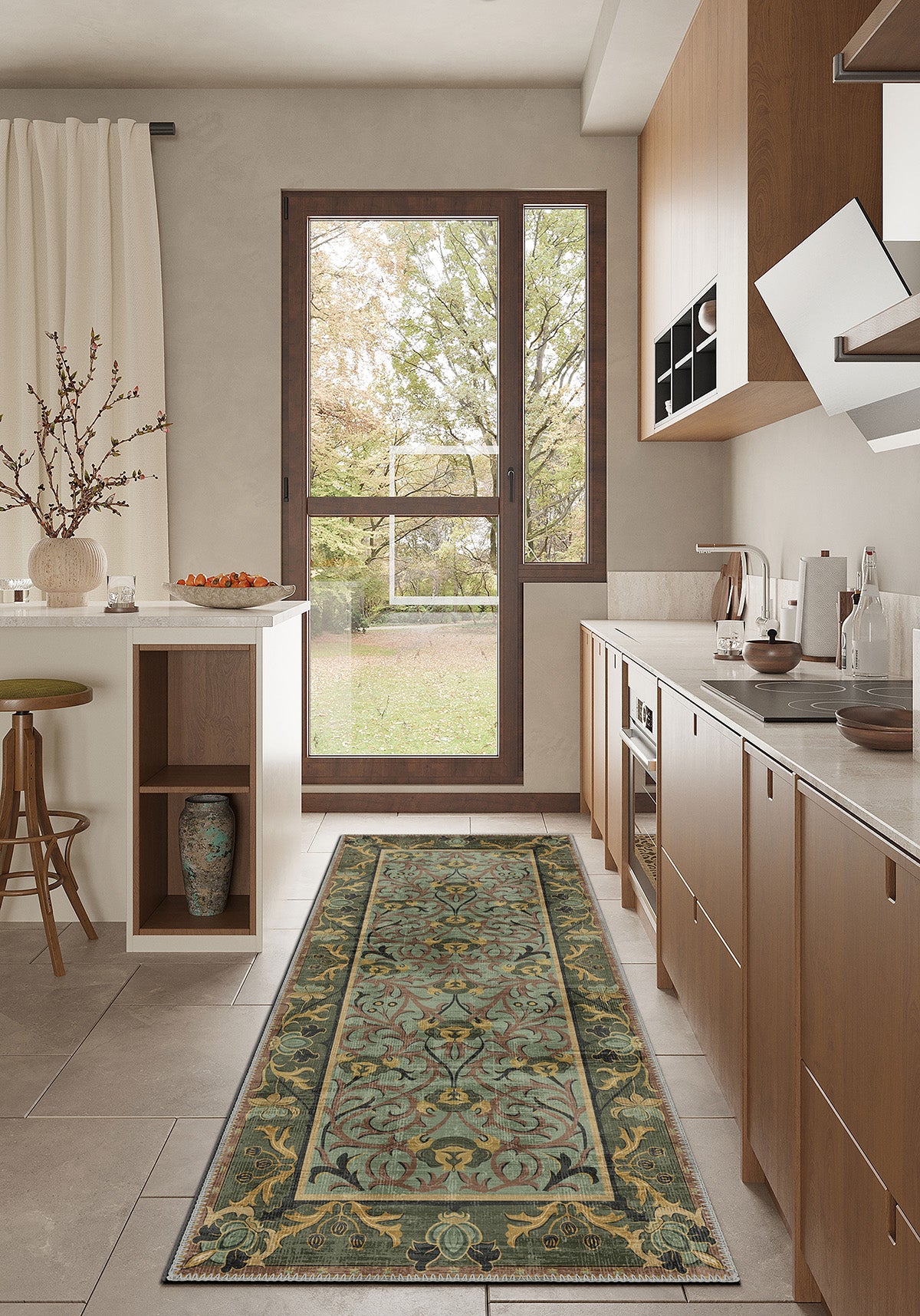 Arabella Sage Green Victorian Rug