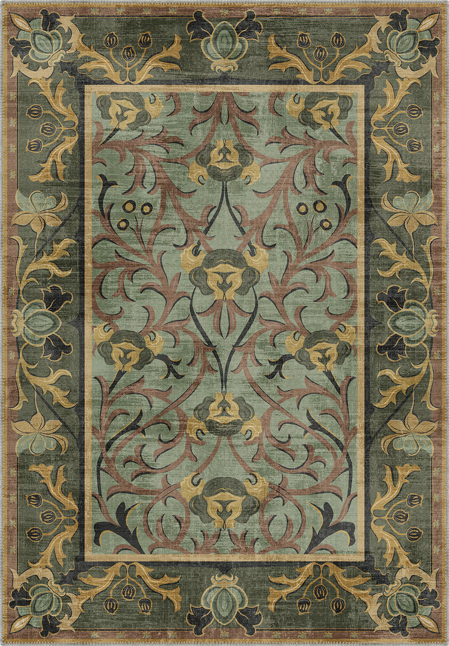 Arabella Sage Green Victorian Rug