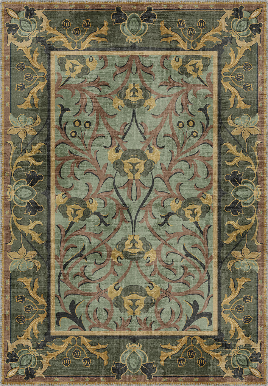 Arabella Sage Green Victorian Rug