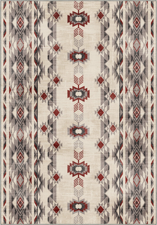 Beige navajo rug for living room.