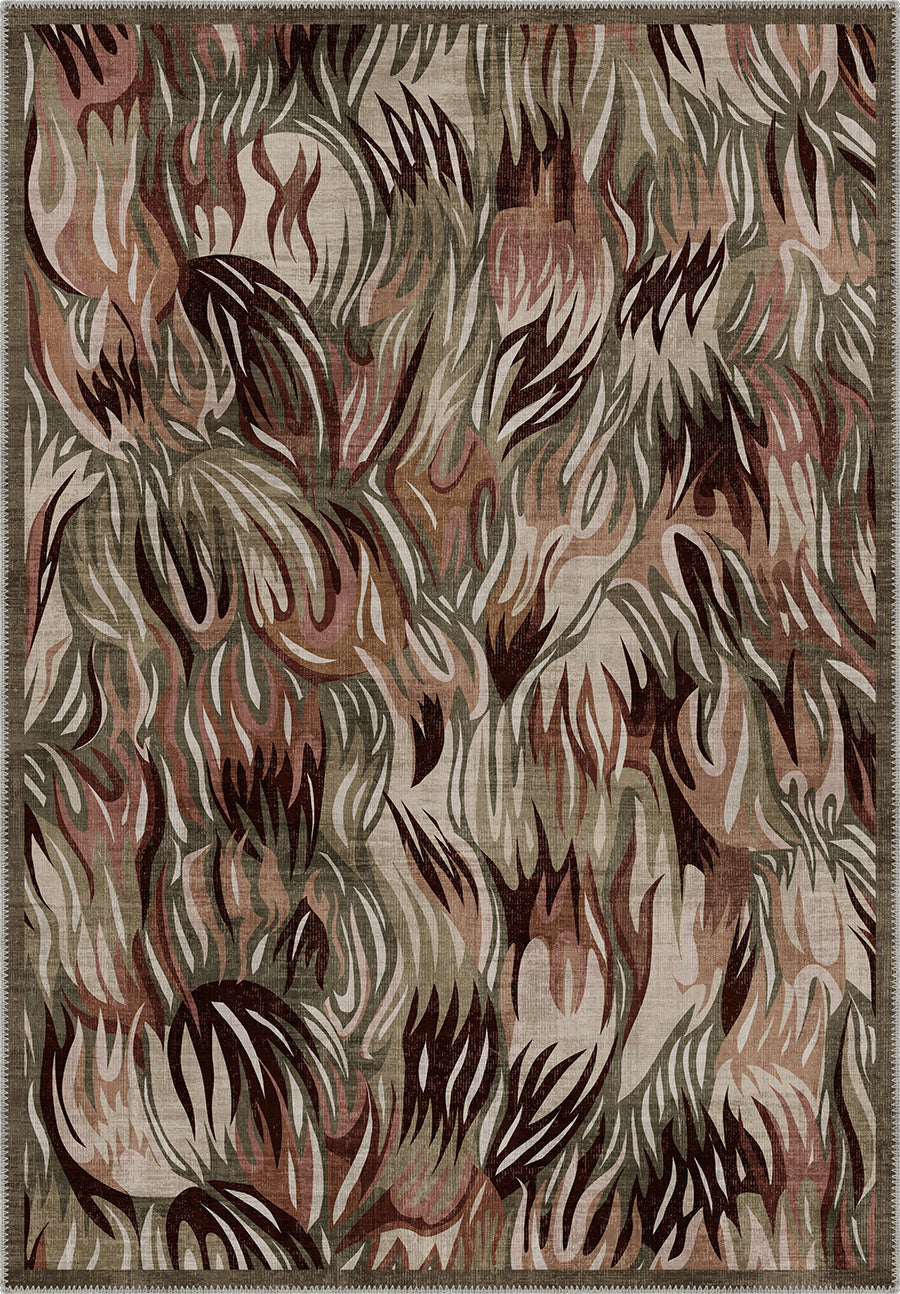 Abstract sage green rug for living room.