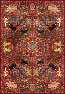 Rostam Persian Hunting Scene Carpet Rug
