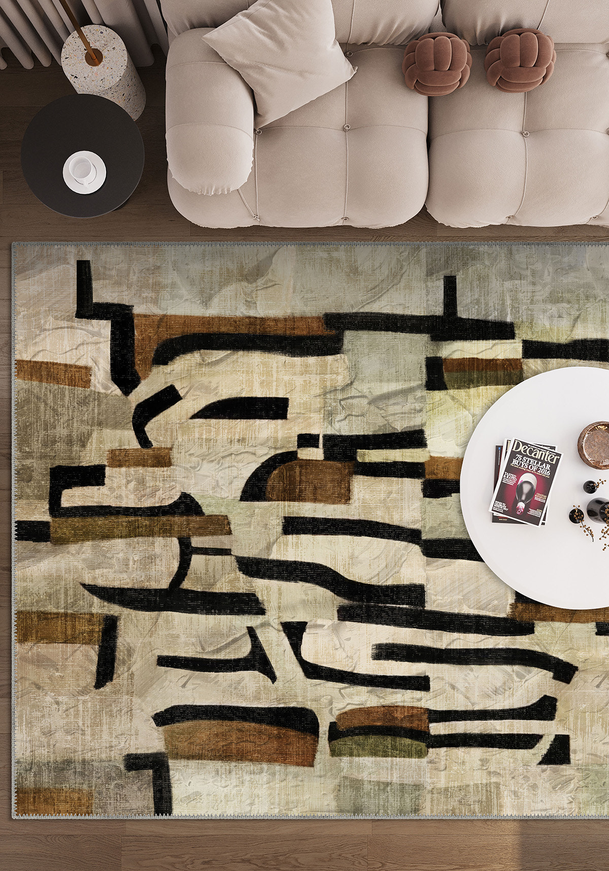 Frame Beige Geometric Rug
