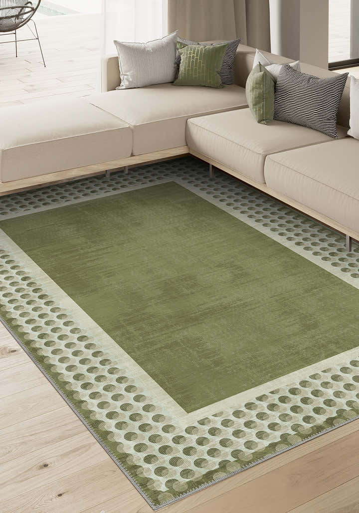Perrin Sage Green Polka Dot Rug