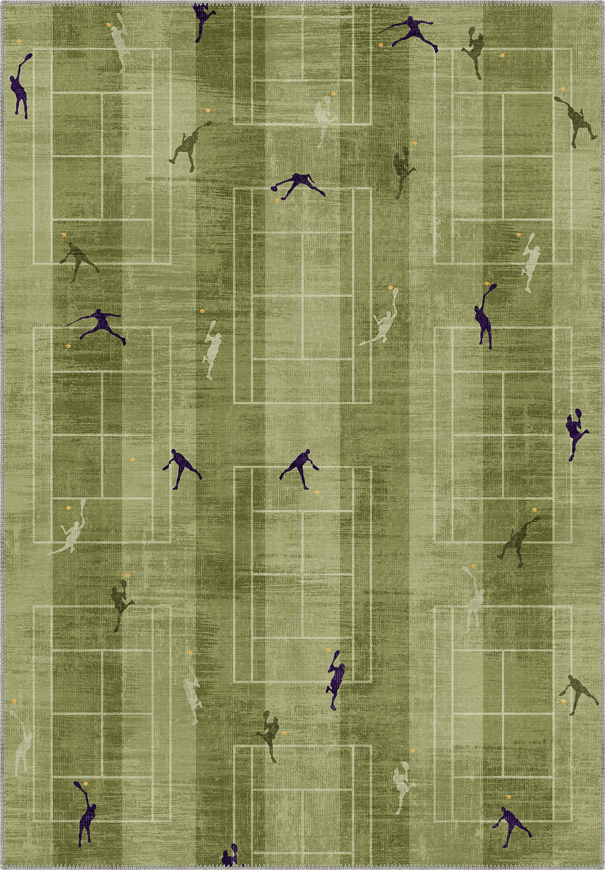 Centre Court Tennis Players Rug