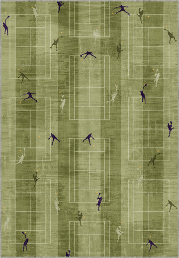 Centre Court Tennis Players Rug