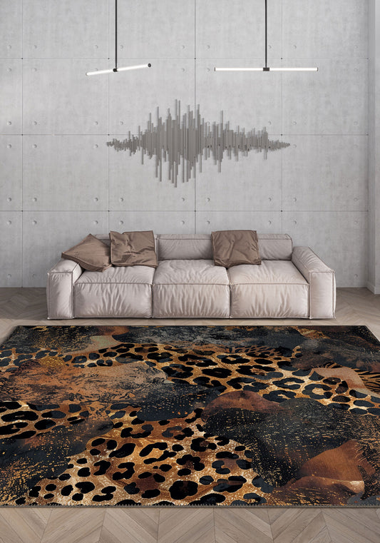 Caius Brown Animal Print Rug