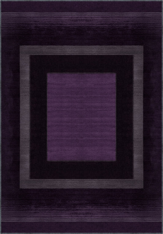 Mila Bordered Purple Washable Rug