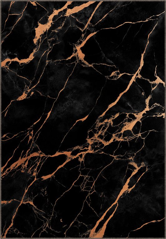 Julia Black Orange Marble Rug