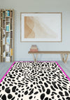 Dalmatian Pink Bordered Animal Print Rug