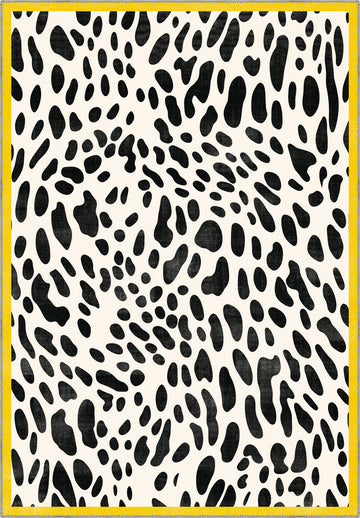 Dalmatian Yellow Bordered Animal Print Rug