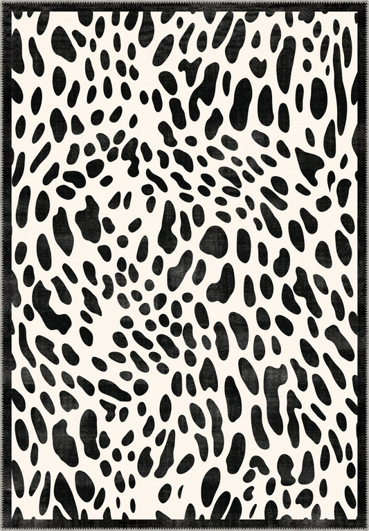 Dalmatian Black Bordered Animal Print Rug